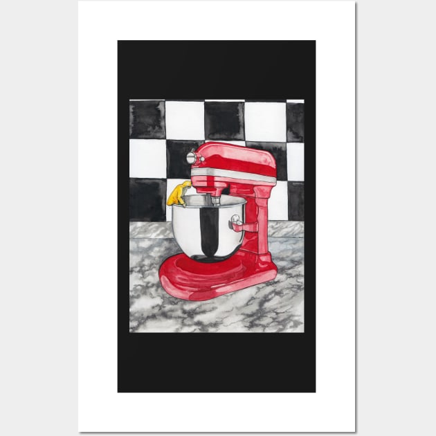 Batter Up -- Surreal Kitchen Mixer Watercolor Wall Art by HRothstein